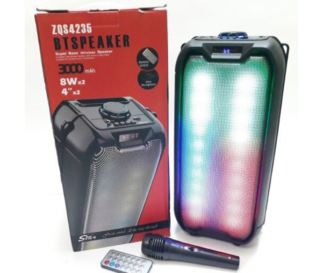 Boxa portabila reincarcabila, putere 16 W, cu microfon, LED disco - ZQS4235