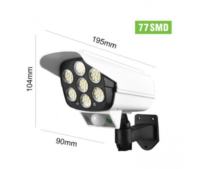 Camera falsa cu lampa solara, 77 LED-uri, cu senzor de miscare