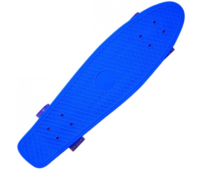 Penny board copii, cu roti din silicon si lumina LED, 55 cm, Bleumarin, 2311BLM