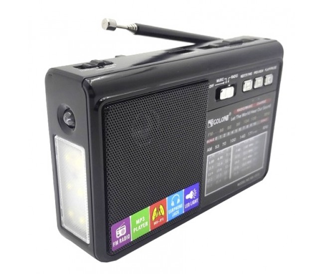 Radio cu MP3 Bluetooth Panou Solar Lanterna USB, TF, AUX, Negru - RX1313