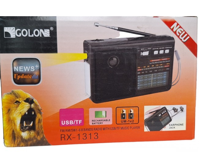 Radio cu MP3 Bluetooth Panou Solar Lanterna USB, TF, AUX, Negru - RX1313