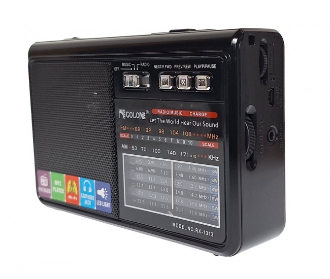 Radio cu MP3 Bluetooth Panou Solar Lanterna USB, TF, AUX, Negru - RX1313