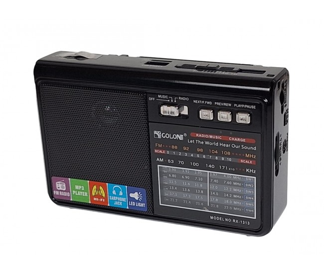 Radio cu MP3 Bluetooth Panou Solar Lanterna USB, TF, AUX, Negru - RX1313