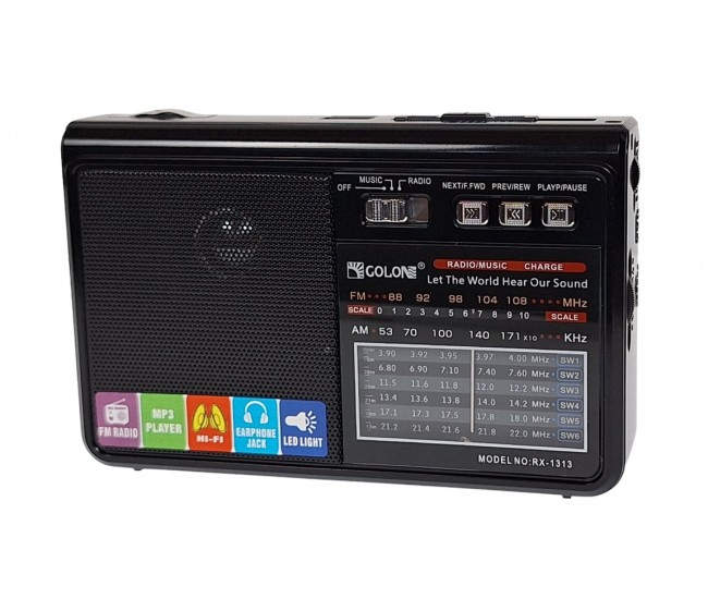 Radio cu MP3 Bluetooth Panou Solar Lanterna USB, TF, AUX, Negru - RX1313