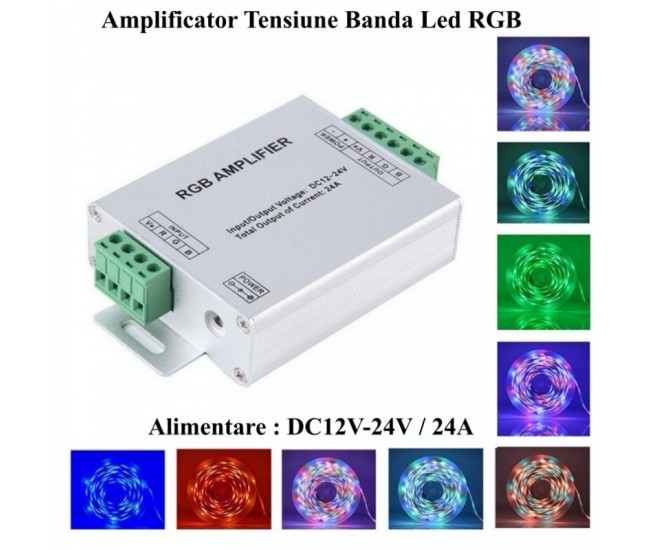 AMPLIFICATOR TENSIUNE BANDA LED RGB ,DC 12-24V / 24A