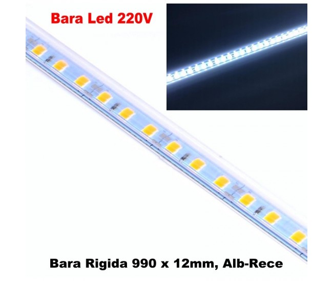 BARA LED 220V / 72 X SMD 5050 / ALB-RECE, 990X12X1MM