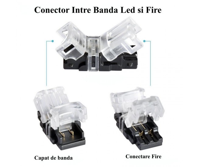 CONECTOR BANDA LED 8MM 2 PINI - 2 FIRE