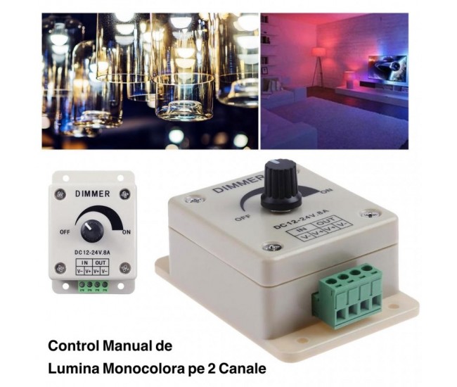 CONTROLER MANUAL LED MONOCROM 12V/24V-8A