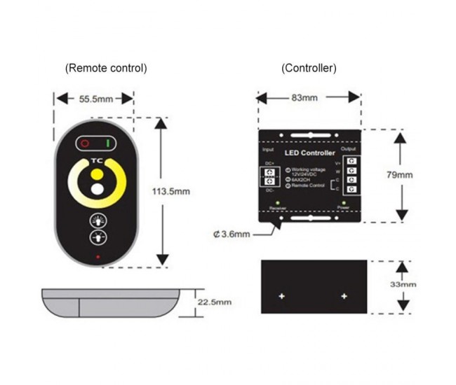 CONTROLER TOUCH , LED MONOCROM 12V/24V DC