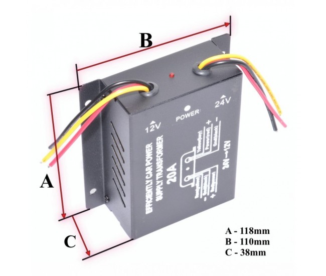 CONVERTOR AUTO DE TENSIUNE 24V-12V DC / 20A