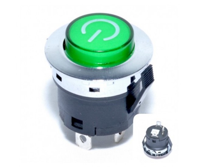 PUSH BUTON VERDE 22X32MM /CU RETINERE 12V - 20A