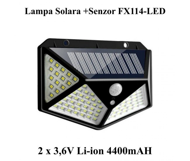 LAMPA DE PERETE SOLARA 114 LED + SENZOR