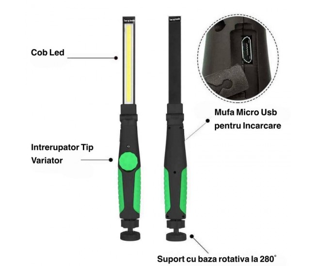 LANTERNA DE LUCRU COB CU MAGNET W55-1