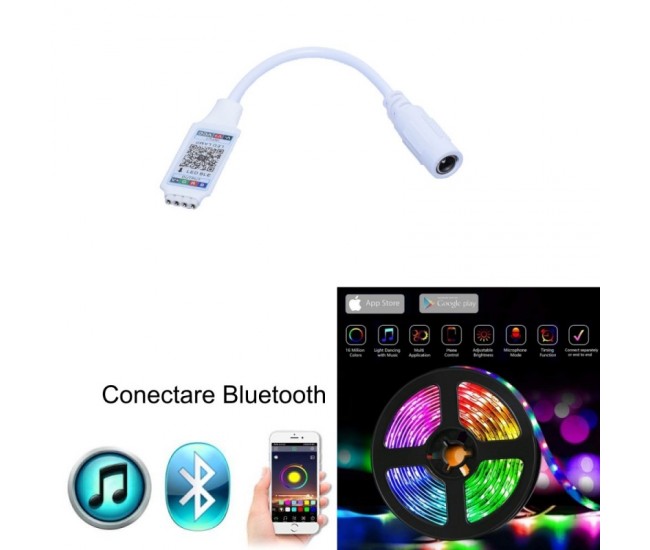 MINI CONTROLER RGB LED CU BLUETOOTH QR