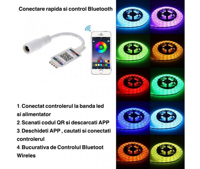 MINI CONTROLER RGB LED CU BLUETOOTH QR