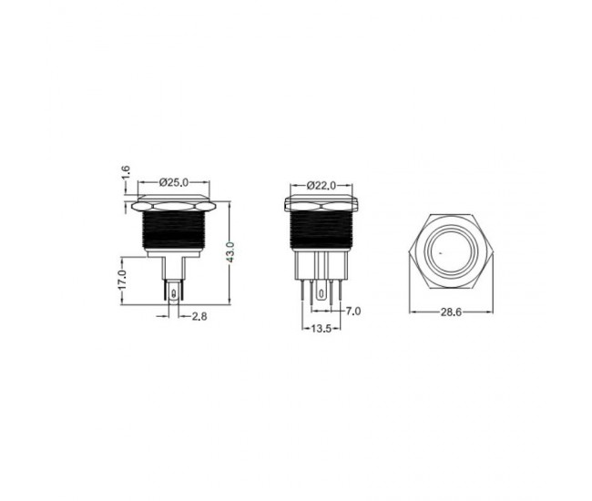 Push Buton 22mm / 24V Led Alb