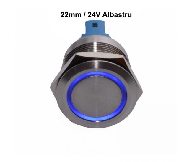 PUSH BUTON 22MM / 24V LUMINA ALBASTRU