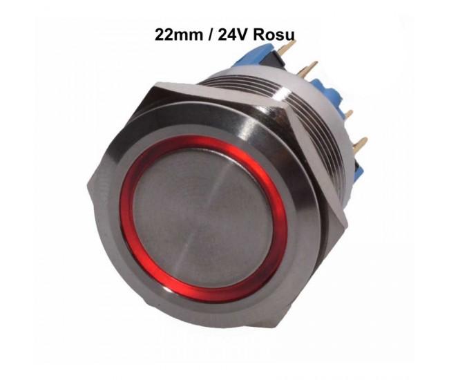 PUSH BUTON 22MM / 24V LUMINA ROSU