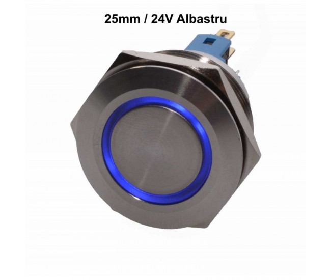 PUSH BUTON 25MM / 24V LED ALBASTRU