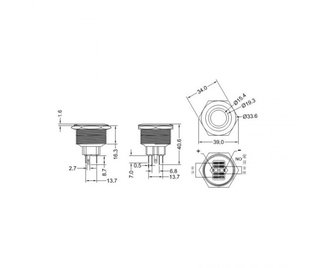 PUSH BUTON 30MM / 24V LED ALBASTRU