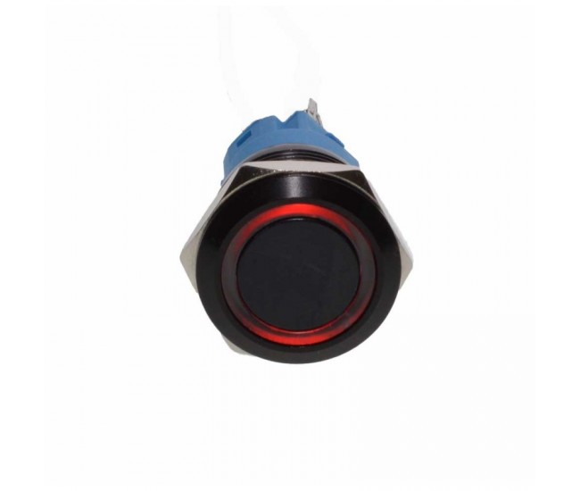 PUSH BUTON NEGRU 19MM / LED ROSU