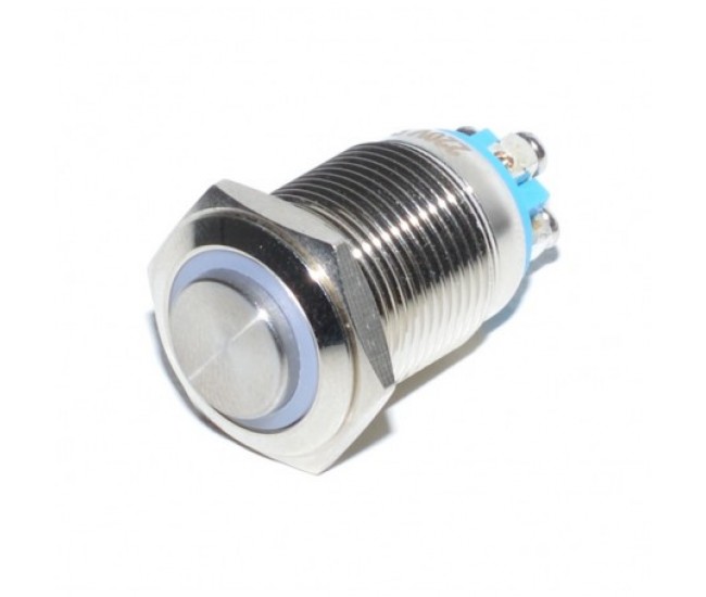 PUSH METALIC 16MM CU LED ROSU SI RETINERE 220V