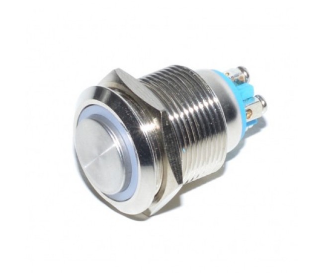 PUSH METALIC CU LED ROSU SI RETINERE 19MM / 220V