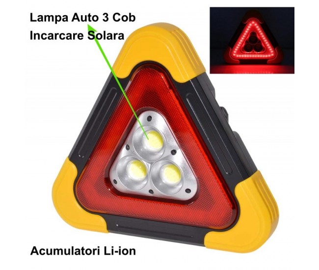 TRIUNGHI AUTO 3 X LED COB + 42 FLASH