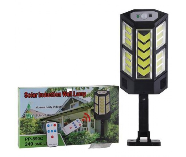 Lampa solara cu senzor de miscare si telecomanda, 249 Led COB, rezistenta la apa