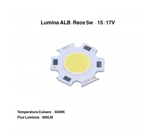 LED COB 11MM , PUTERE 5W ALB-RECE