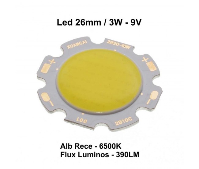 LED COB 26MM , PUTERE 3W