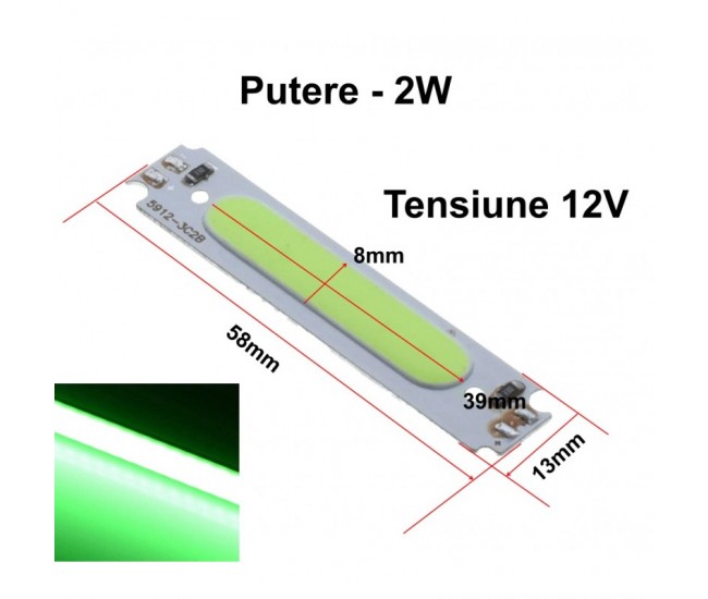 LED COB, 58X13MM / 2W VERDE