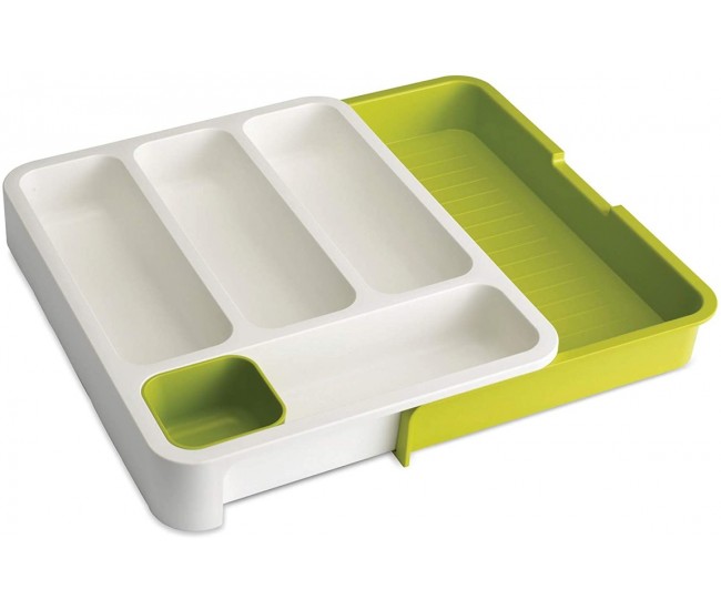 Organizator extensibil pentru sertar tacamuri, din polipropilena, verde - 7024