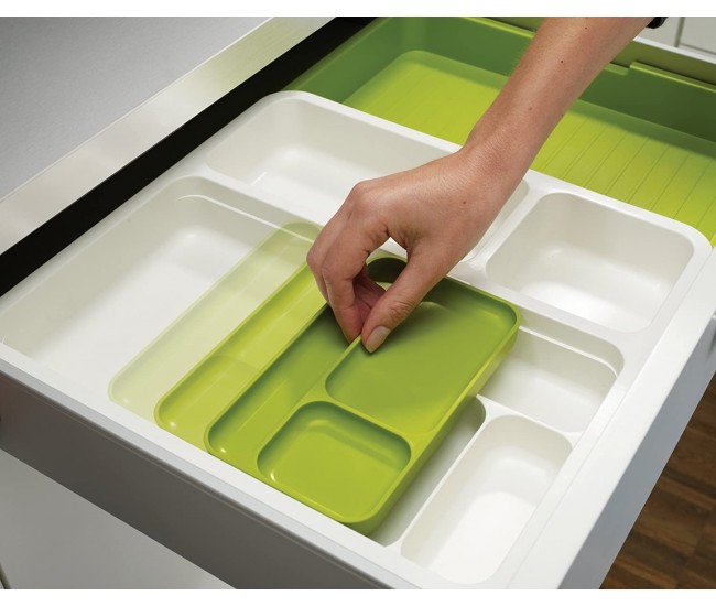 Organizator extensibil pentru sertar, din polipropilena, verde - 7023