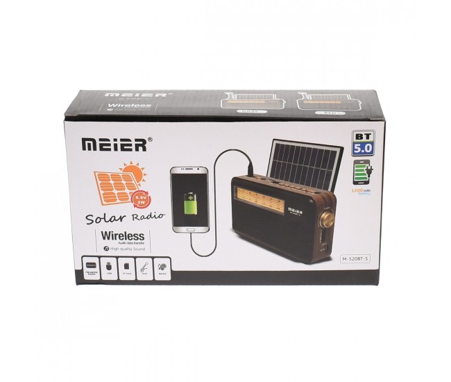 Radio MP3 player, cu panou solar, baterie reincarcabila, sd, usb - M520BTS