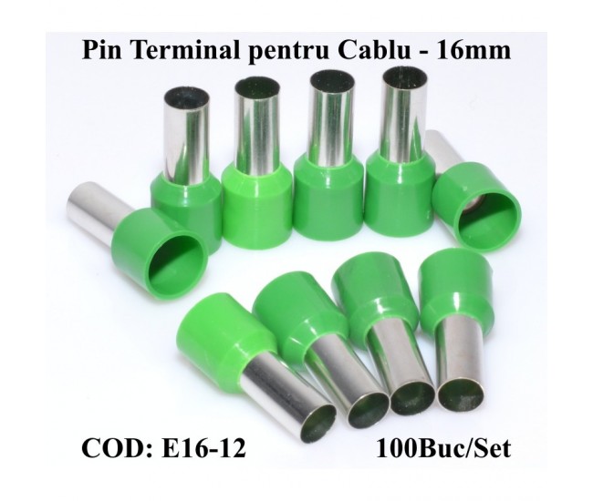 PIN TERMINAL DE CABLU E16-12 VERDE , 100BUC/SET