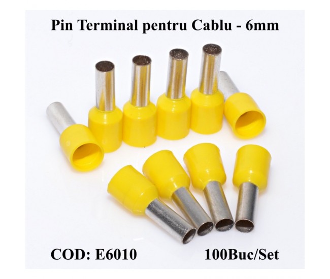 PIN TERMINAL DE CABLU E6010 GALBEN , 100BUC/SET