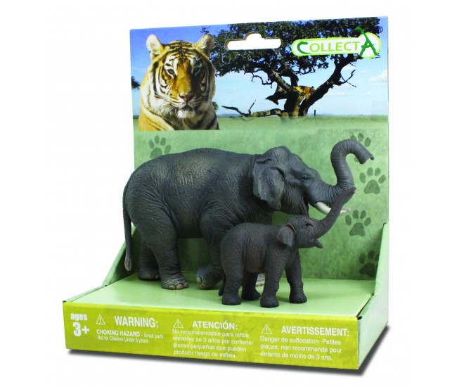 Set 2 figurine elefant asiatic cu pui collecta