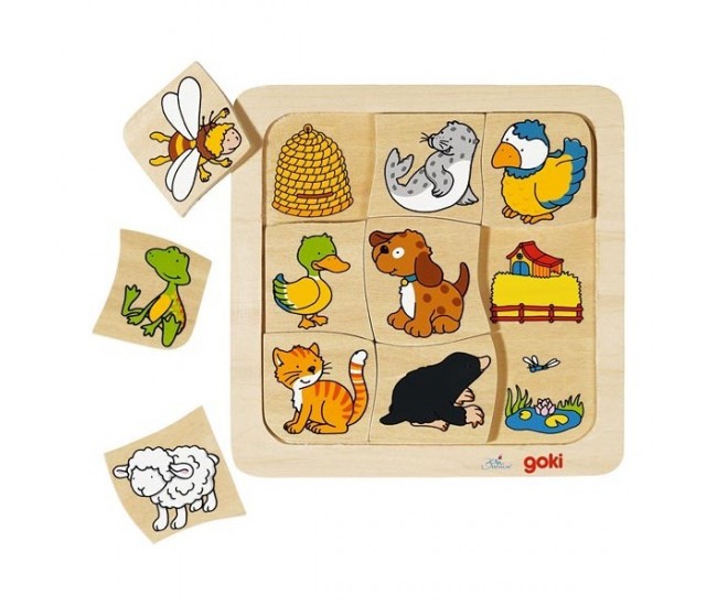 Joc puzzle de asociere casutele animalelor