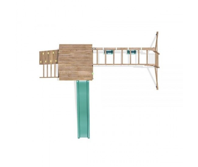 Complex de joaca frontierfort max cu monkey bars si 2 leagane, tobogan verde 2.9 m, dunster house