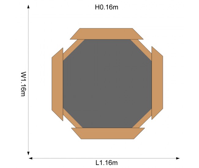 Cutie hexagonala din lemn pentru nisip treasure beach 104x104 cm, cu prelata