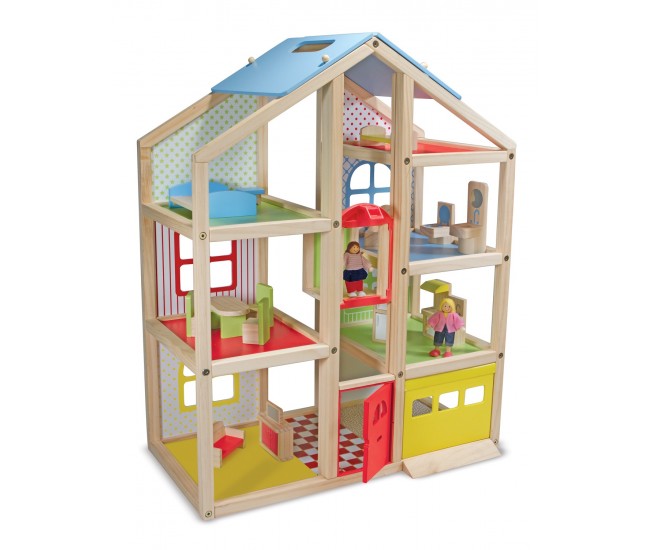 Casuta de papusi din lemn mobilata melissa and doug