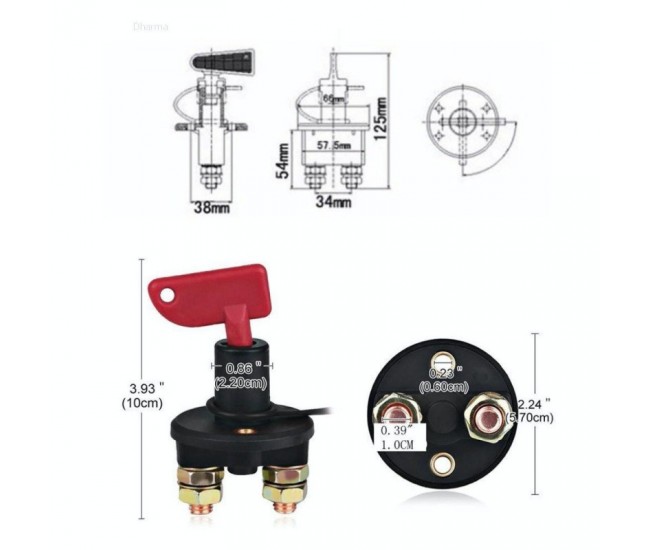 Intrerupator General Baterie Auto 2 Chei , 12V - 24V 200A