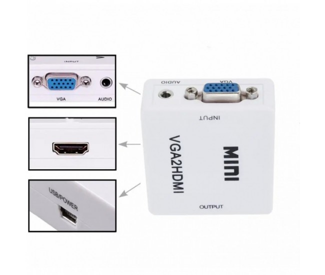 Convertor mini VGA2HDMI / VGA - HDMI - 1080P / HDV-552