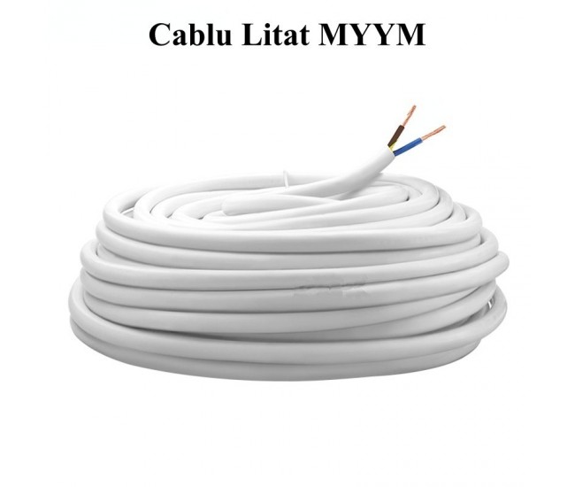 Cablu Electric Litat MYYM Alb 2x2,5mm/100ml