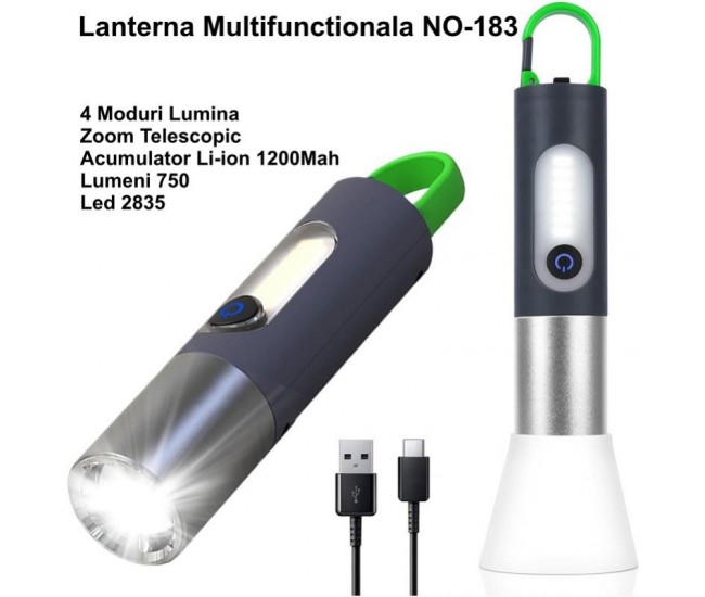 Lanterna de Camping 20cm cu Acumulator si Agatatoare NO-183