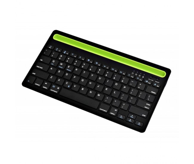 Tastatura Neagra Mini Slim cu Bluetooth si Suport Tableta & Telefon  / AS-199