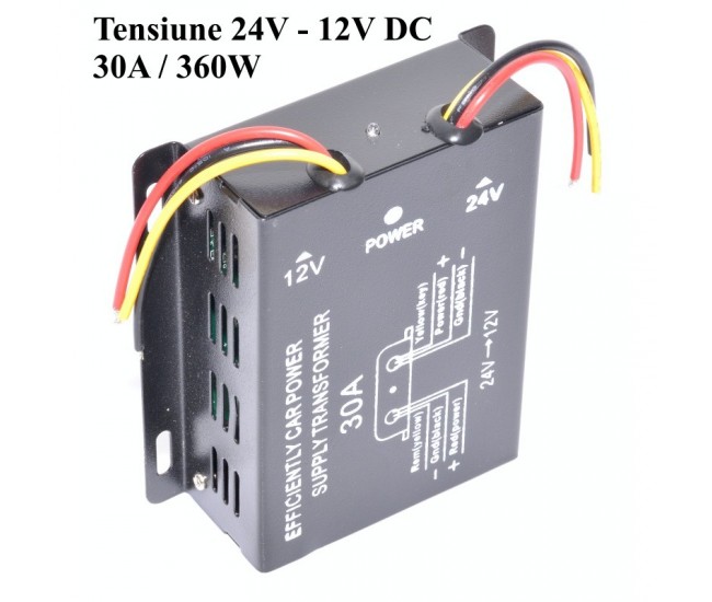 Convertor Auto de Tensiune 24V-12V DC/30A