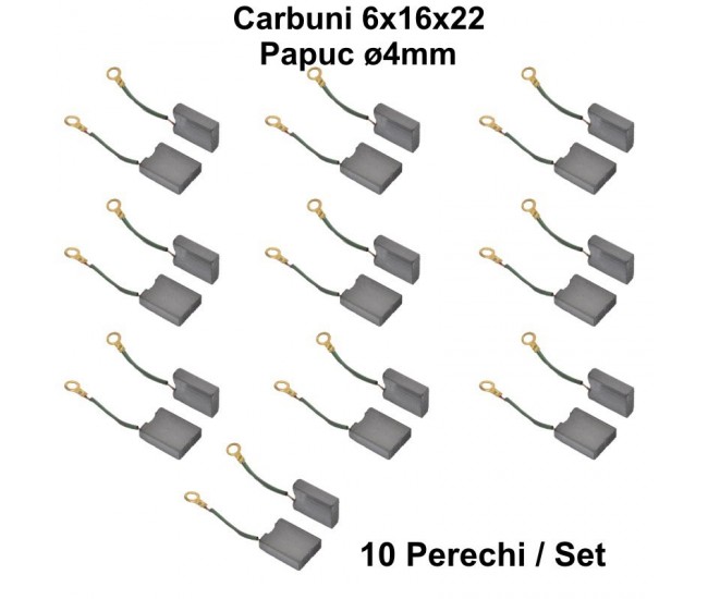 Perii Colectoare Carbuni 6x16x22 - E63 - Papuc Ø 4mm / 10Set/Punga