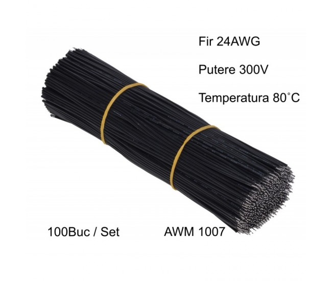 Cablu 15cm Negru 24AWG, 100Buc